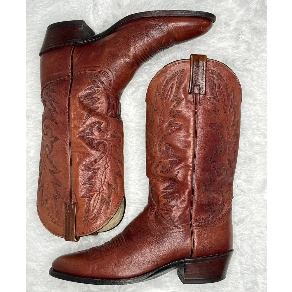 1990s Dan Post Brown Leather Western Cowboy Boots 10.5D